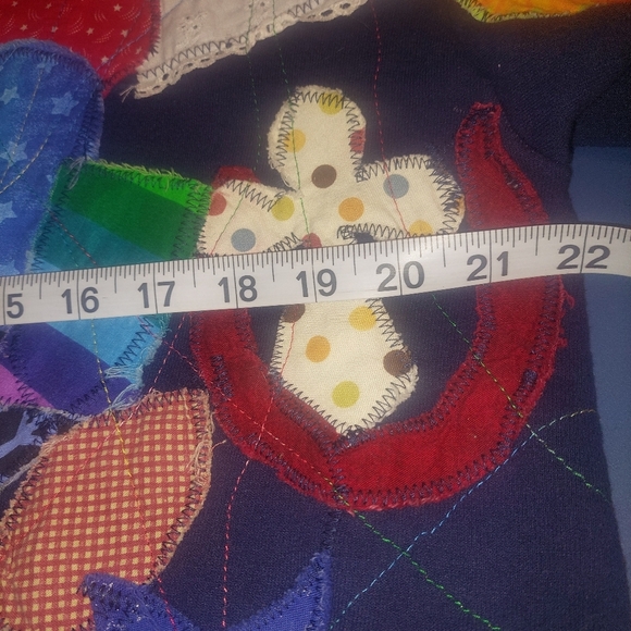 Vintage Hanes Handmade Patchwork Open Front Cardigan Size Large See Measurements - Picture 13 of 15